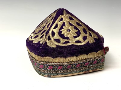 Lot 32 - Three Uzbekistan tribal caps, circa 1920, each...