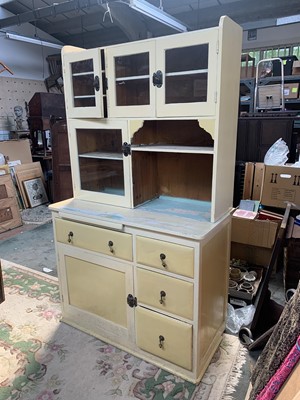 Lot 38 - A 20th century painted pine kitchen cabinet,...