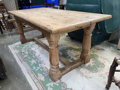 Lot 79 - A pine refectory table, 18th century and later,...