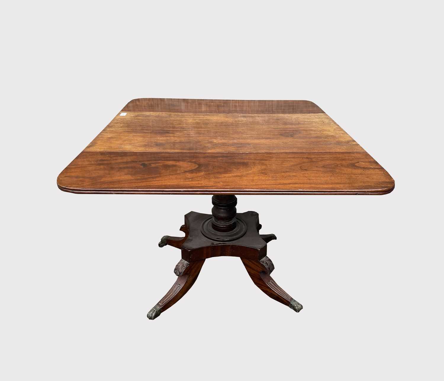 Lot 3025 - A mahogany pedestal pembroke table, early