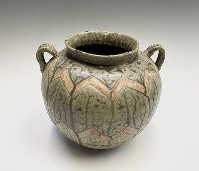 Lot 1007 - A studio pottery bread crock, multiple seal...