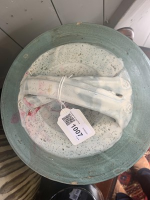 Lot 1007 - A studio pottery bread crock, multiple seal...