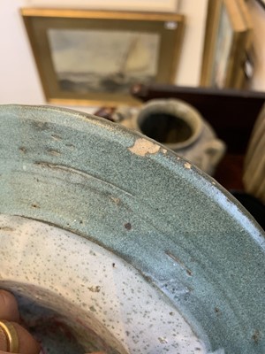 Lot 1007 - A studio pottery bread crock, multiple seal...