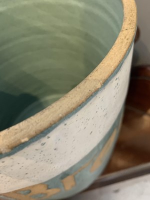 Lot 1007 - A studio pottery bread crock, multiple seal...