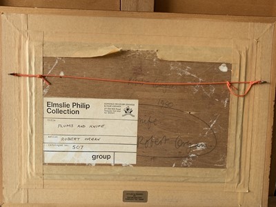 Lot 343 - Robert ORGAN (1933) Plums and Knife Oil on...