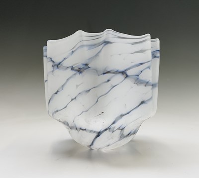 Lot 138 - An Art Deco white marbled glass shade,...