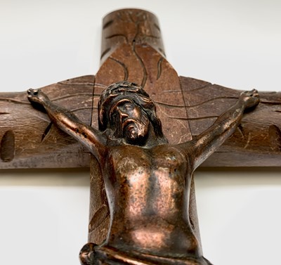 Lot 148 - A rosewood and gilt metal mounted crucifix,...