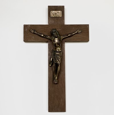 Lot 148 - A rosewood and gilt metal mounted crucifix,...