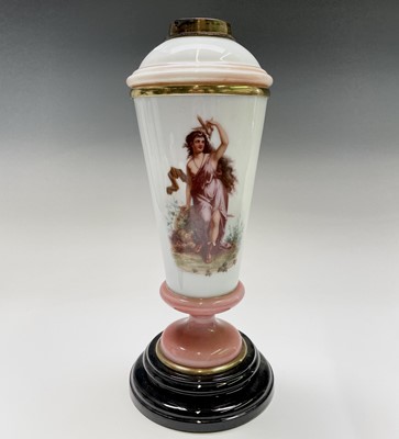 Lot 155 - A continental opaque glass oil lamp base, late...