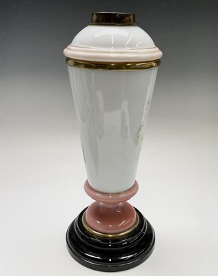 Lot 155 - A continental opaque glass oil lamp base, late...
