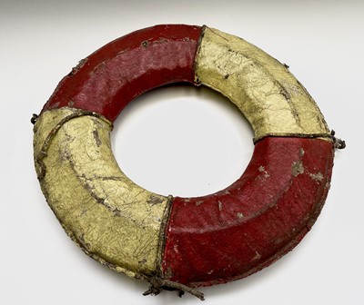 Lot 128 - A vintage cork filled lifebuoy, with painted...