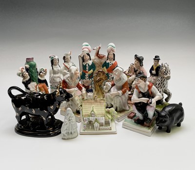Lot 912 - A pair of Staffordshire figures, cobbler and...