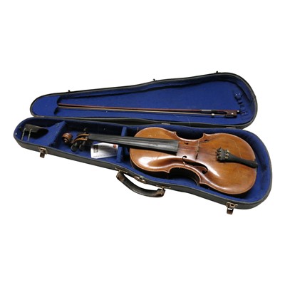 Lot 172 - A 19th Century violin and associated bow.