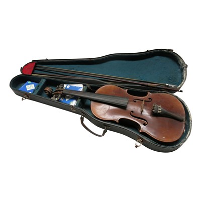 Lot 173 - A 19th Century violin and two associated bows.