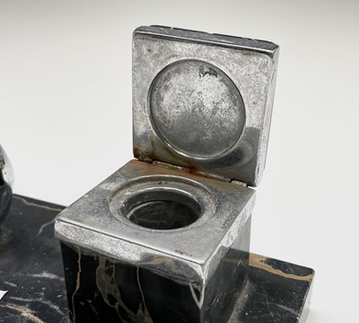 Lot 184 - An Art Deco French marble and chrome ink stand,...