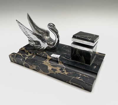 Lot 184 - An Art Deco French marble and chrome ink stand,...