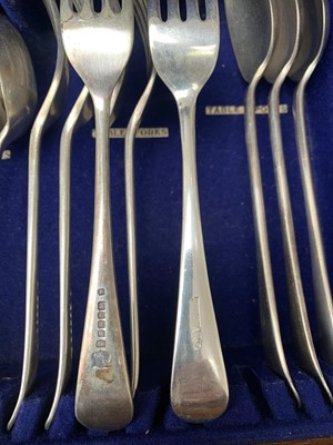 Lot 185 - An oak cased canteen of silver plated cutlery,...