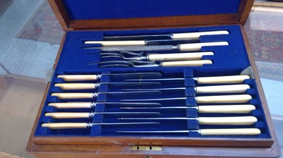 Lot 185 - An oak cased canteen of silver plated cutlery,...