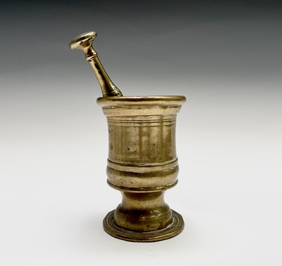Lot 190 - A 19th century brass pestle and mortar with...