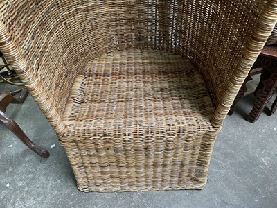 Lot 141 - A wicker porters chair, height 167cm, width 74cm.