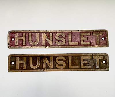 Lot 229 - Two cast bronze locomotive name plates stamped...