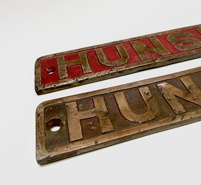 Lot 229 - Two cast bronze locomotive name plates stamped...