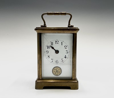 Lot 2904 - A French brass cased carriage timepiece, late...