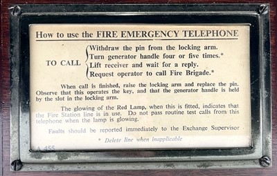 Lot 200 - A black bakelite GPO fire emergency telephone,...