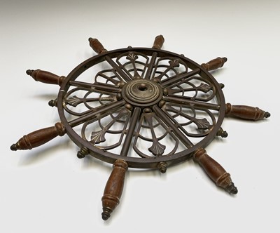 Lot 198 - A brass ship's or motor yacht wheel, early...