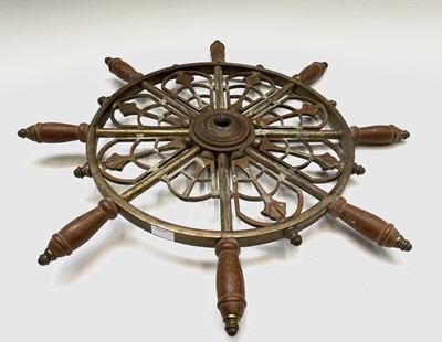 Lot 198 - A brass ship's or motor yacht wheel, early...