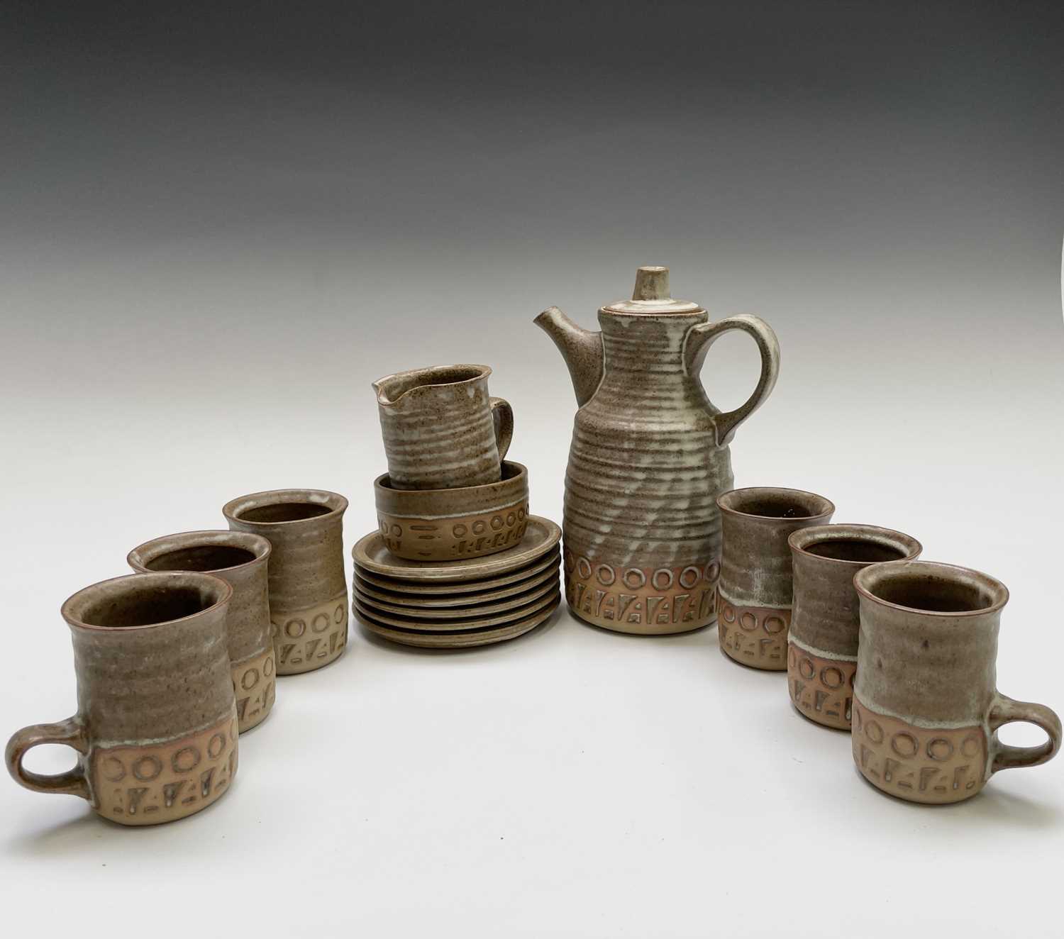 Lot 947 - A St Keyne pottery coffee set comprising