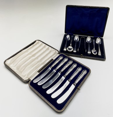 Lot 452 - A set of six tea-knives with filled silver...