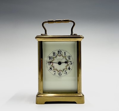 Lot 2908 - A French brass cased carriage timepiece, circa...