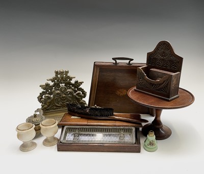 Lot 206 - An early 20th century oak treasury inkstand,...