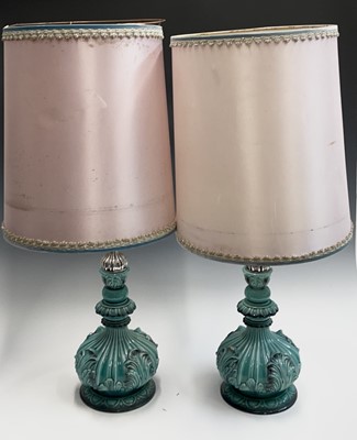 Lot 210 - A pair of mid-century pottery and silvered...