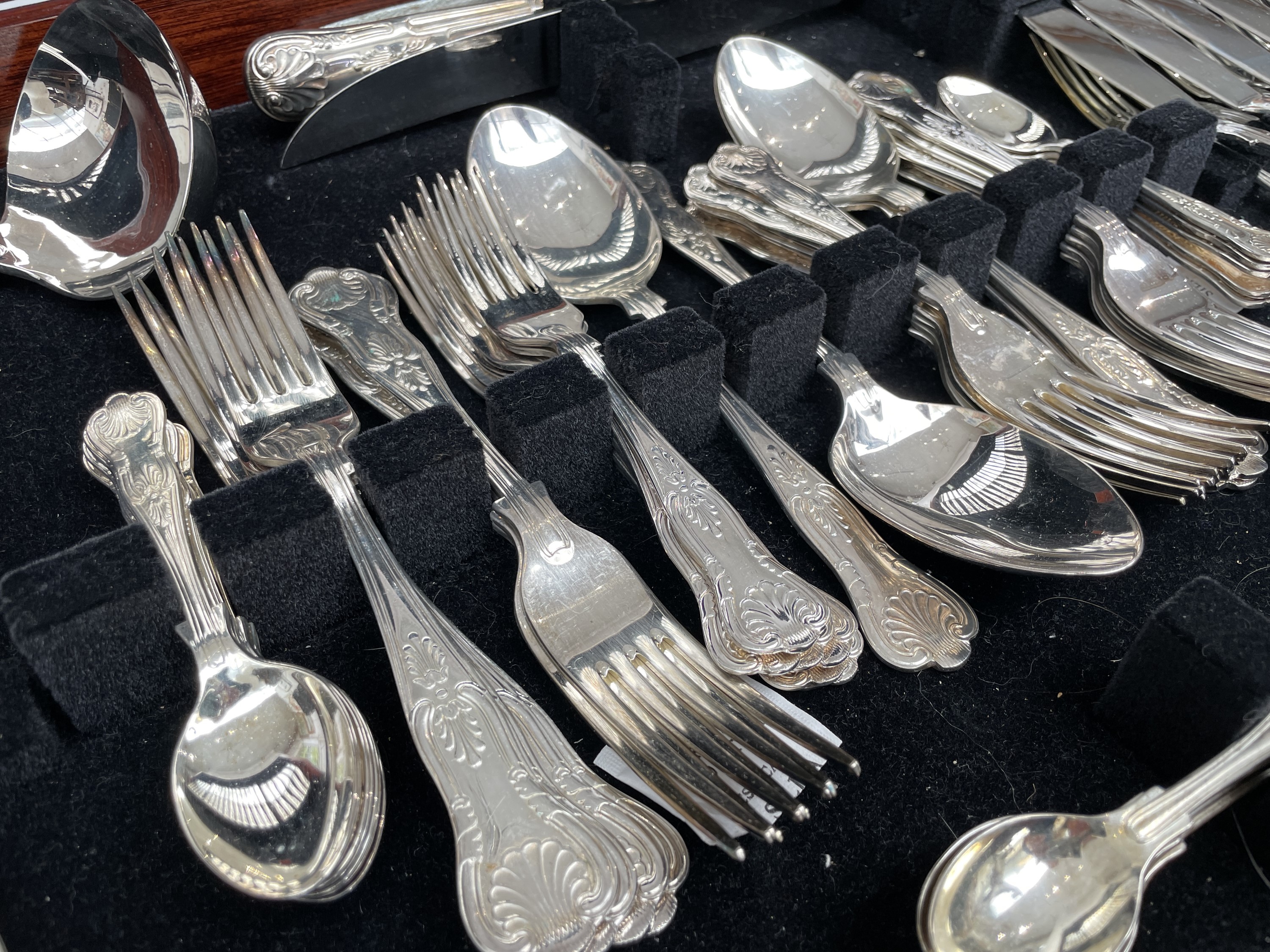 Lot 211 A Kings pattern canteen of cutlery 12