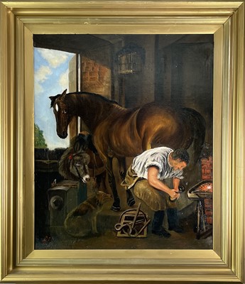 Lot 1205 - After Edwin Landseer Blacksmith Oil on canvas...