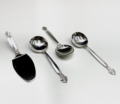 Lot 404 - Three silver Georg Jensen Acanthus pattern...