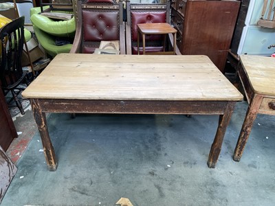 Lot 27 - A Victorian pine kitchen table, the...