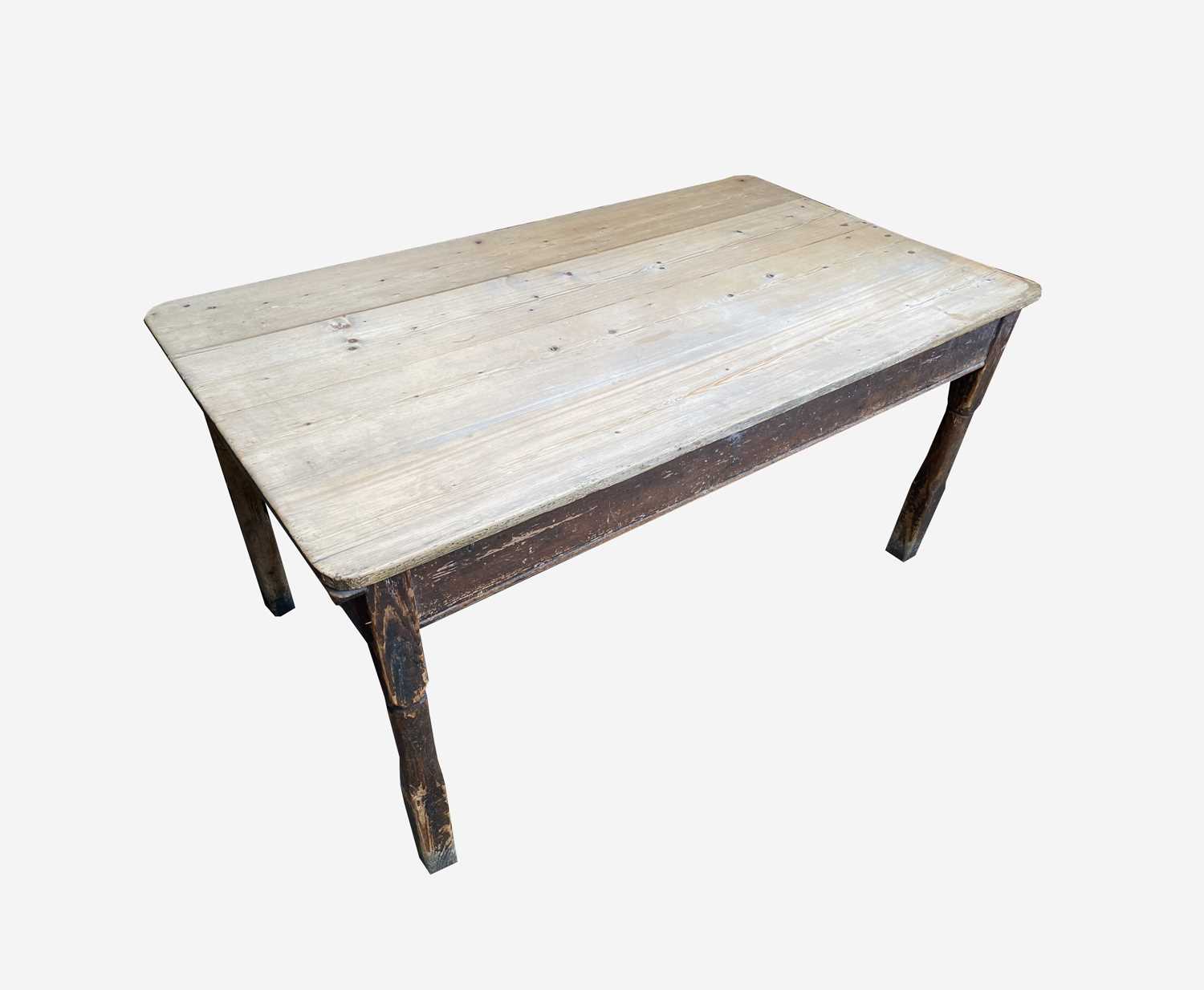 Lot 27 - A Victorian pine kitchen table, the...