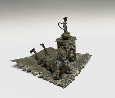 Lot 218 - A Vienna bronze inkwell, probably Bergman,...