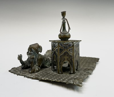 Lot 218 - A Vienna bronze inkwell, probably Bergman,...