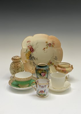 Lot 952 - A Royal Worcester dish with floral painted...