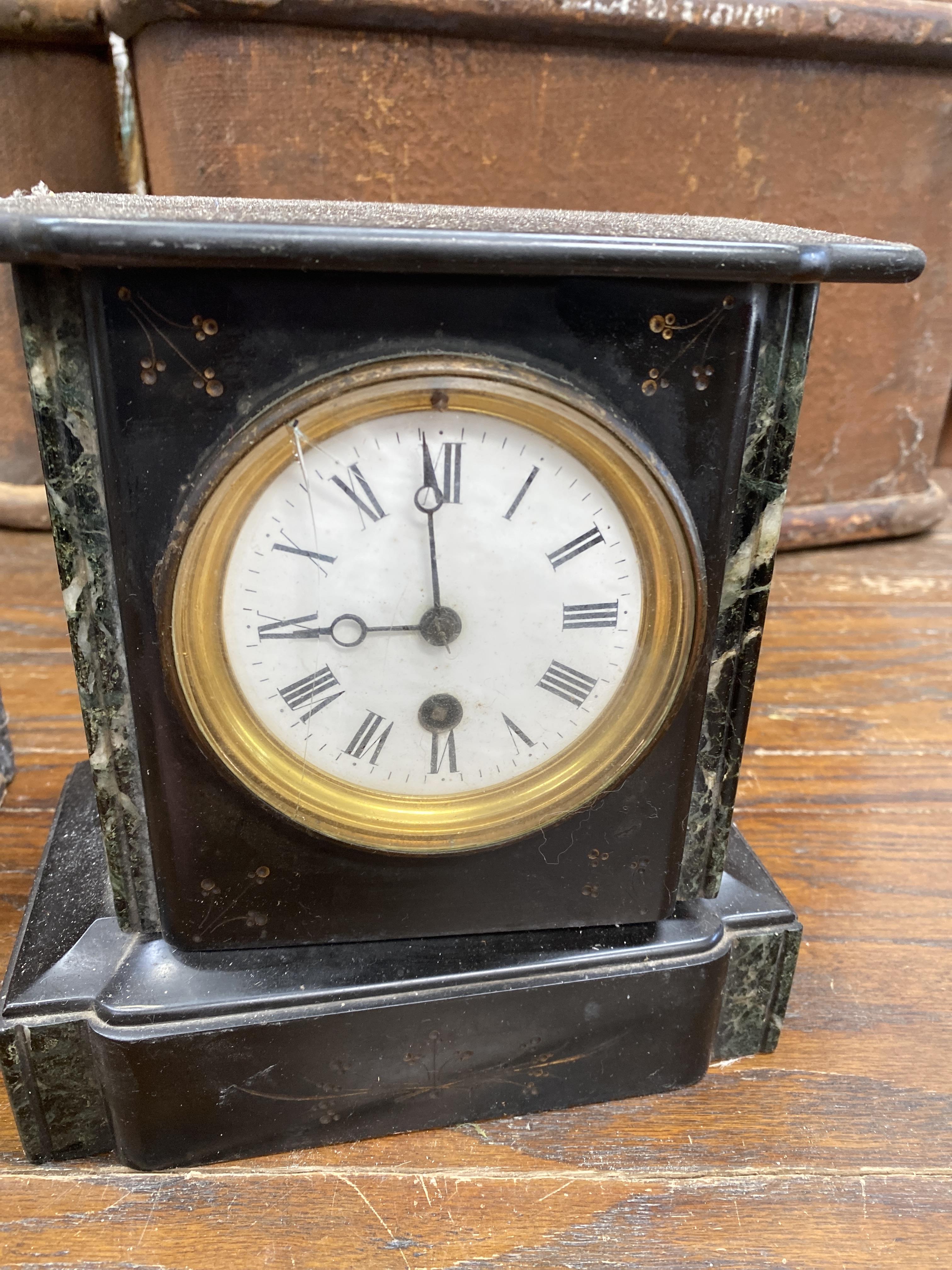Lot 61 Two slate mantel clocks.