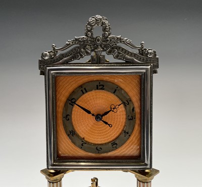 Lot 2916 - A Jahresuhrenfabrik brass torsion clock, 1920s,...