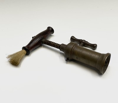 Lot 413 - A 19th century brass barrel corkscrew, the...