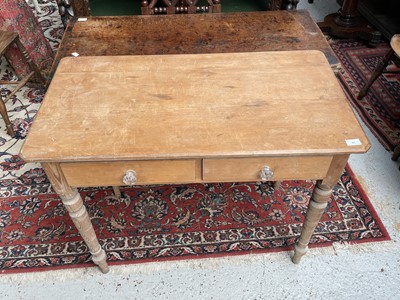 Lot 91 - A Victorian pine side table, with two drawers...
