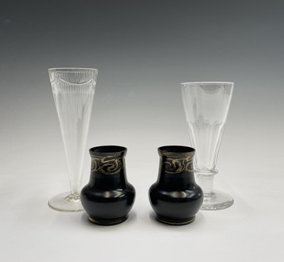 Lot 941 - A pair of deep amethyst glass vases, with...