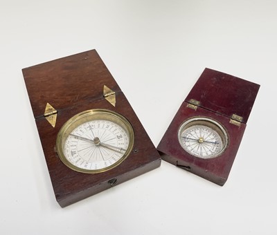 Lot 553 - A mid Victorian mahogany cased travel compass,...