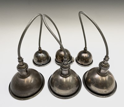 Lot 269 - A set of three silver plated hanging light...